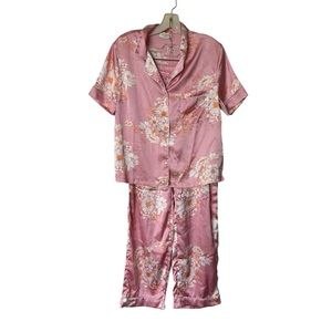 Cynthia Rowley Blush Floral Satin Pajama Set